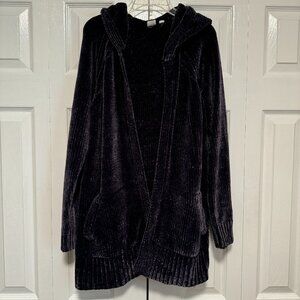Gap Hooded Slim Open Duster Cardigan Color Moonless Night Sz XXL Like New